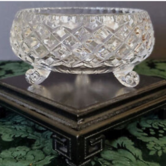Antique Rare & Unique Gorham Crystal Tri-Footed Bowl Perfect Diamond Pattern - Picture 1 of 8